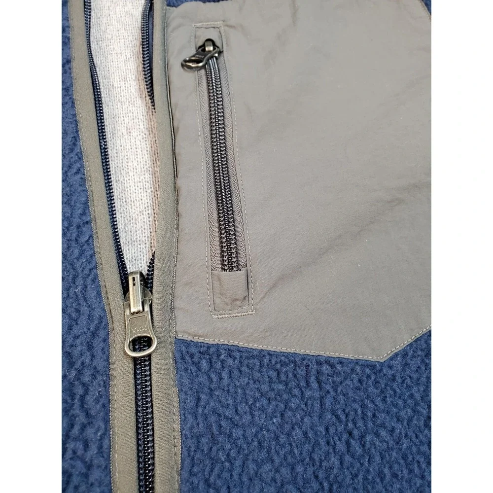 The North Face Jacket Mens XL Reversible Brantley Fleece Sherpa Hooded Blue Gray